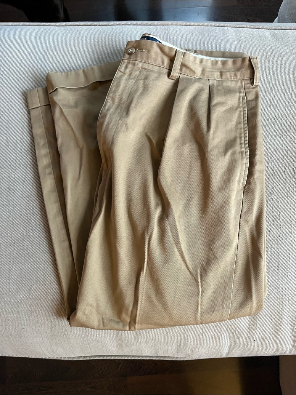 Ralph Lauren Khaki Pleated Chinos in Tan